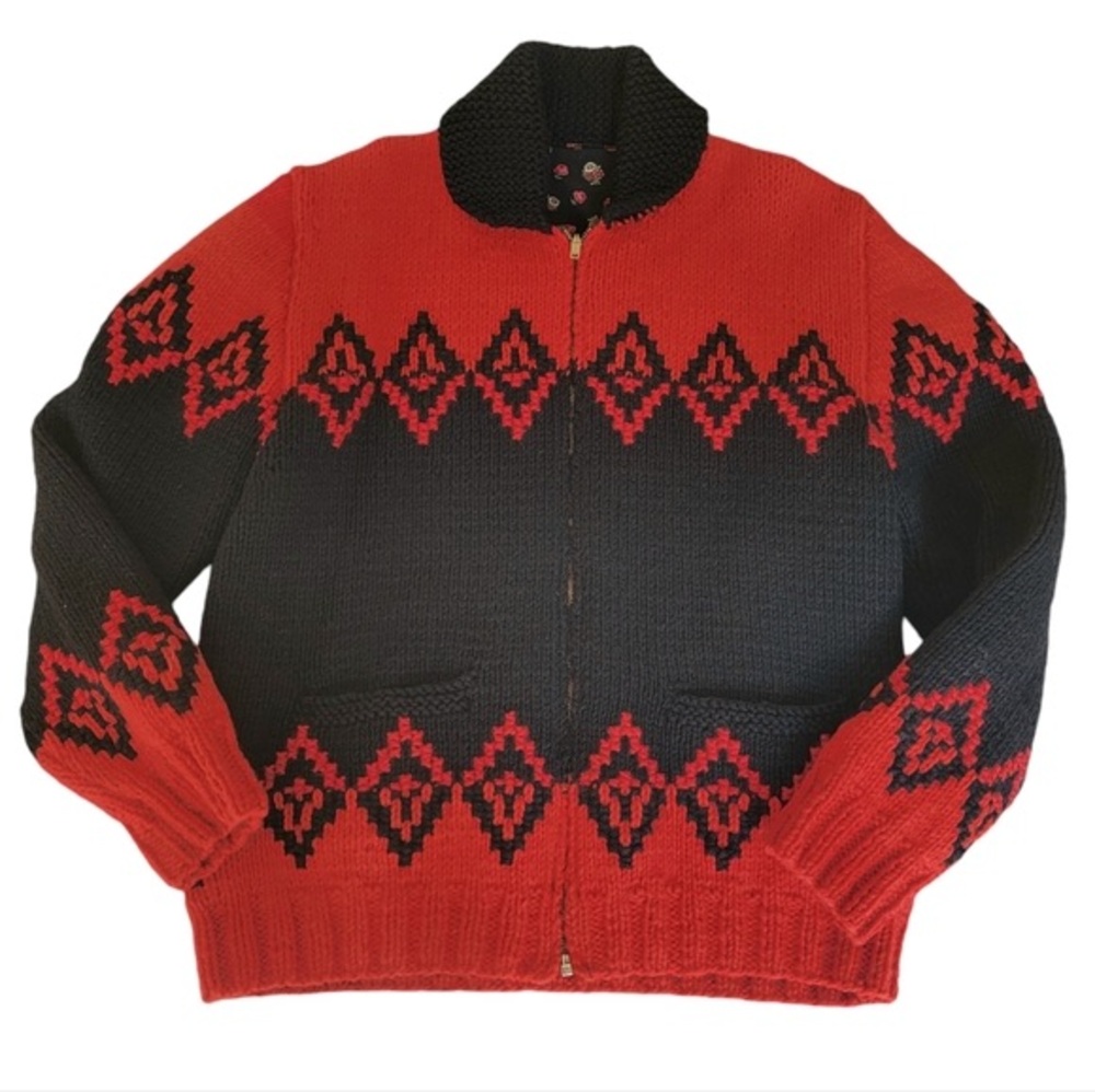 Vintage Thick Knit Reversible Sweater Unique Handmade Jacket Cowichan St…